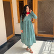 Green Red Cotton Printed Manmohini Alia Cut Kurta