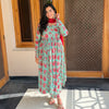 Noor Green Red Floral Printed Flare Kurti