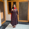 Black Red Floral Printed Cotton A-Line Kurti