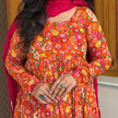 Noor Orange Floral Printed Flare Kurti
