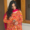 Noor Orange Floral Printed Flare Kurti