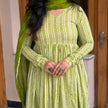 Noor Lime Green Printed Flare Kurti