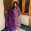 Purple Cotton Printed Anaya Gher Kurta