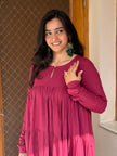Raha Wine Pink Mul Cotton Kurta Battom Set
