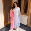Pastel Lining Printed Cotton A-Line Kurti