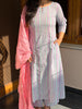 Pastel Lining Printed Cotton A-Line Kurti