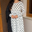 Noor Black And White Floral Printed Flare Kurti