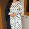 Noor Black And White Floral Printed Flare Kurti