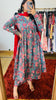 Blue Red Floral Printed Cotton Manmohini Alia Cut Kurta
