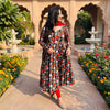 Black Floral Cotton Noor Gher Kurta