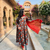 Black Floral Cotton Noor Gher Kurta