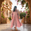 Mauve Floral Cotton Printed Anaya Gher Kurta
