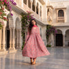 Pastel Pink Floral Cotton Manmohini Alia Cut Kurta