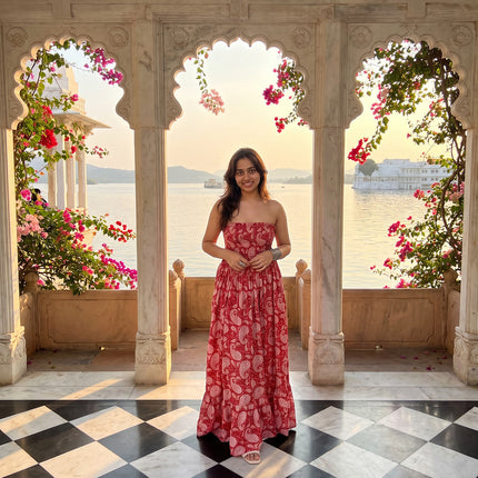 Red Aloha Tube Cotton Dress