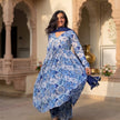 Blue White Floral Manmohini Alia Cut Kurta