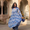 Blue White Floral Manmohini Alia Cut Kurta