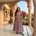Grey Pink Floral Cotton Printed Anaya Gher Kurta