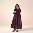 Black Red Floral Cotton Kurta Bottom Set