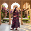 Black Red Floral Cotton Kurta Bottom Set