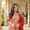 Orange Lining Printed Cotton A-Line Kurti