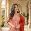Orange Lining Printed Cotton A-Line Kurti