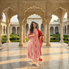 Orange Lining Printed Cotton A-Line Kurti