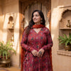 Red Bandhani Printed Cotton Angrakha Kurta