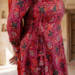 Red Bandhani Printed Cotton Angrakha Kurta