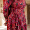 Red Bandhani Printed Cotton Angrakha Kurta