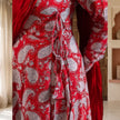 Red Paisley Cotton Angrakha Kurta