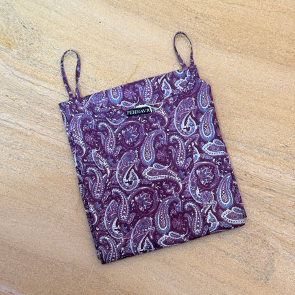 Purple Paisley Printed Cotton Straight Long Kurti