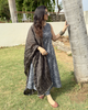Grey Printed Cotton A-Line Kurti