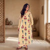Off White Printed Cotton A-Line Kurti