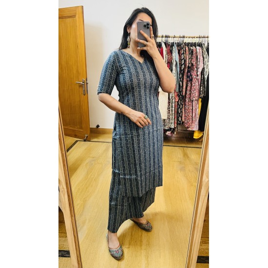 Blue Lining Kurta and Bottom set