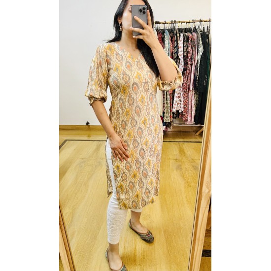 Golden Ikkat Straight kurti