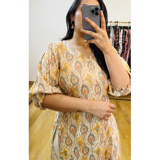 Golden Ikkat Straight kurti