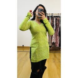 Lime Green Leheriya Short Kurti