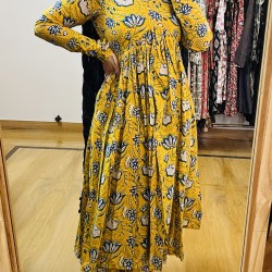 Blue Yellow Floral Manmohini Kurti
