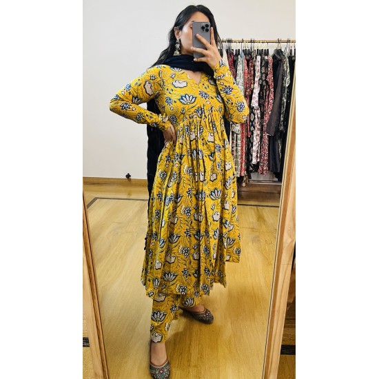 Blue Yellow Floral Manmohini Kurti Blue Yellow Floral Manmohini Kurti