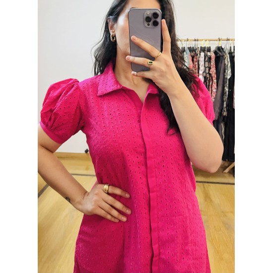 Dark Pink Hkoba A-Line Kurti Dark Pink Hkoba A-Line Kurti