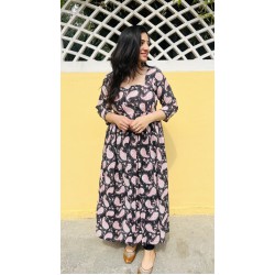 Black Kalamkari Noor Gher Kurti