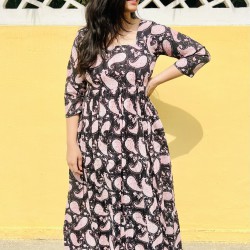 Black Kalamkari Noor Gher Kurti