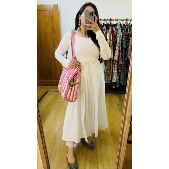 Hakoba White Noor Gher Kurti