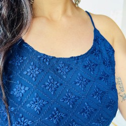 Dark Blue Chikankari Straight Kurti Dark Blue Chikankari Straight Kurti