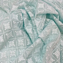 Sky Blue Chikankari Straight Kurti