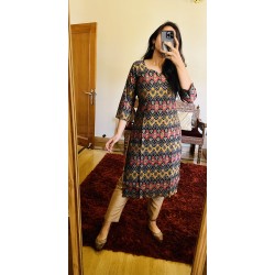 Golden Ikkat Straight kurti