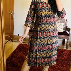 Golden Ikkat Straight kurti