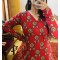 Red Printed Straight Kurti