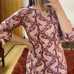 Red Kalamkari  Straight Kurti