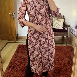 Red Kalamkari  Straight Kurti